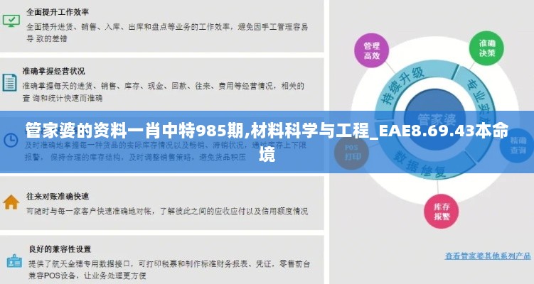 管家婆的资料一肖中特985期,材料科学与工程_EAE8.69.43本命境