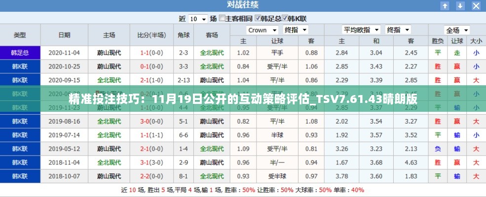 精准投注技巧：11月19日公开的互动策略评估_TSV7.61.43晴朗版