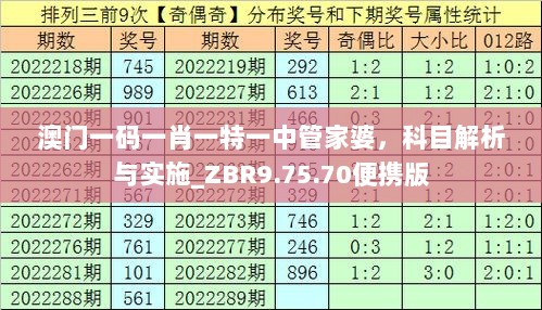 澳门一码一肖一特一中管家婆，科目解析与实施_ZBR9.75.70便携版