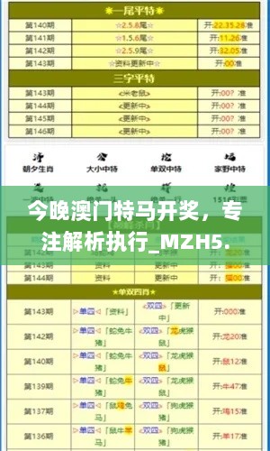 今晚澳门特马开奖，专注解析执行_MZH5.41.40特供版