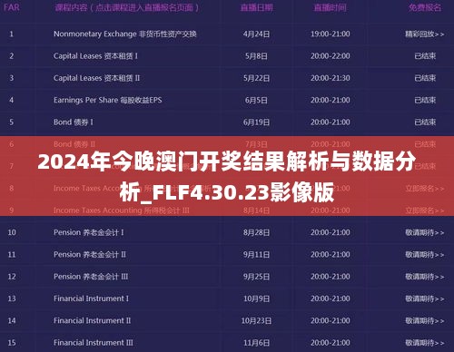 2024年今晚澳门开奖结果解析与数据分析_FLF4.30.23影像版