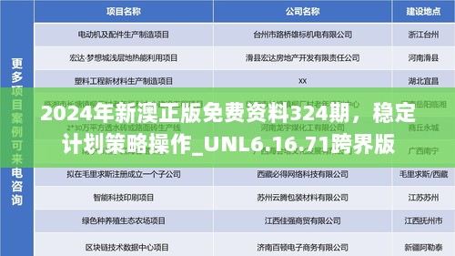 2024年新澳正版免费资料324期，稳定计划策略操作_UNL6.16.71跨界版