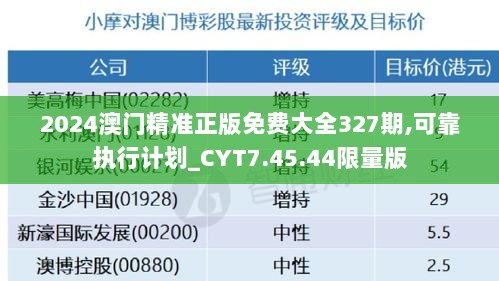 2024澳门精准正版免费大全327期,可靠执行计划_CYT7.45.44限量版