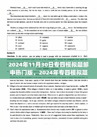 2024年专四模拟题邹申热门版，备考策略与解题技巧全解析