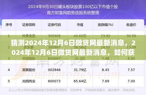 2024年12月6日微贷网最新金融资讯获取与解读指南