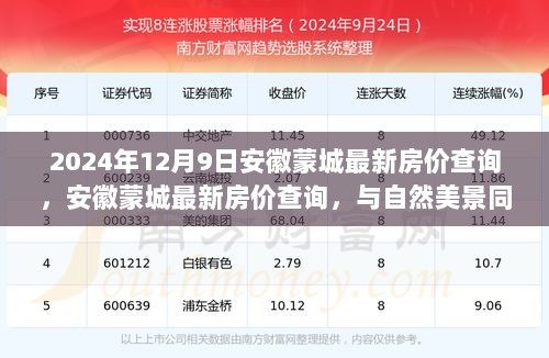安徽蒙城最新房价查询，与自然美景同行，探寻宁静居所的房价动态（2024年12月9日）