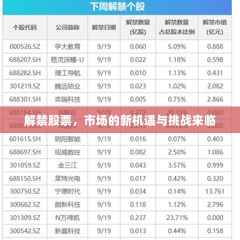 解禁股票，市场的新机遇与挑战来临