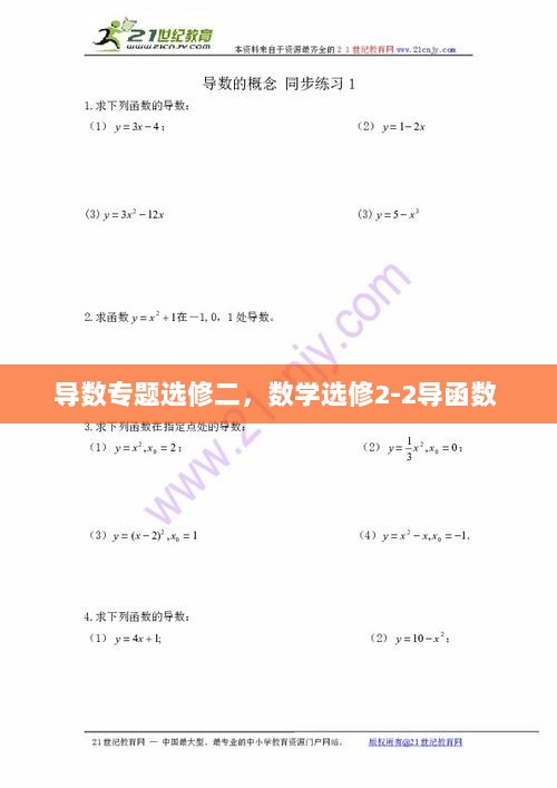 导数专题选修二，数学选修2-2导函数 