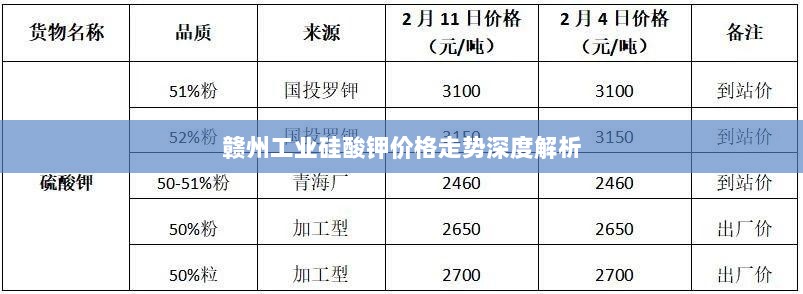 赣州工业硅酸钾价格走势深度解析