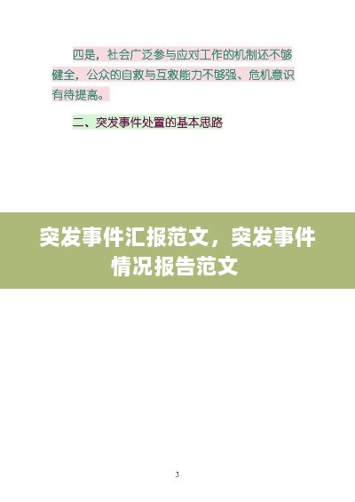 突发事件汇报范文，突发事件情况报告范文 