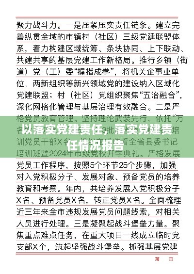 以落实党建责任，落实党建责任情况报告 