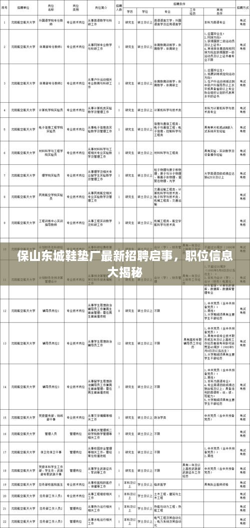 保山东城鞋垫厂最新招聘启事，职位信息大揭秘