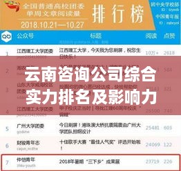 云南咨询公司综合实力排名及影响力深度解析