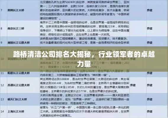 路桥清洁公司排名大揭秘，行业领军者的卓越力量