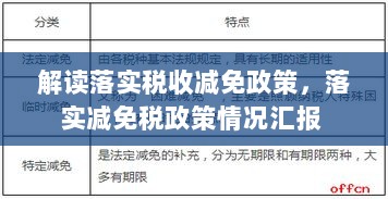 解读落实税收减免政策，落实减免税政策情况汇报 